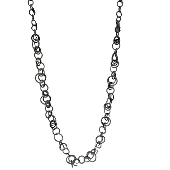 Alfani Multi Circle Link Chain Necklace Black Silver Gold Tone Fashion Jewelry - Picture 2 of 6